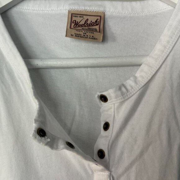 Vintage Woolrich Original Outdoorwear White Snap Scoop Neck Short Sleeve Tee - Picture 4 of 5